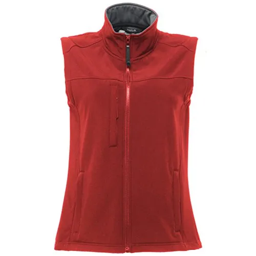 Regatta Damen Flux Bodywarm Outdoot Weste - Rote Funktionsjacke für aktive Frauen - Funktionsjacke aus warmem, doppellagigem Stretchgewebe mit wasserabweisender Oberfläche - ideal für Outdoor-Aktivitäten und bequem für den Alltag.