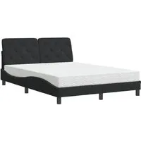 Bett mit Matratze Schwarz 140x200 cm Samt - Elegantes Bett mit Schaumstoffmatratze für optimalen Schlafkomfort. Das stilvolle Wellen-Design aus weichem Samt macht es zum Highlight in jedem Schlafzimmer.