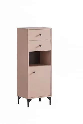 Schildmeyer Badschrank Smash 157806, apricot - Bad-Kommoden mit 2 Fächern, 2 Schubladen und höhenverstellbarem Einlegeboden. Optimaler Stauraum für Handtücher und Kosmetik, aus feuchtigkeitsbeständigem MDF, Made in Germany.