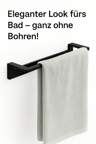 2er-Set Handtuchhalter ohne Bohren – Schwarz & Edelstahl, 22 cm – Selbstklebend