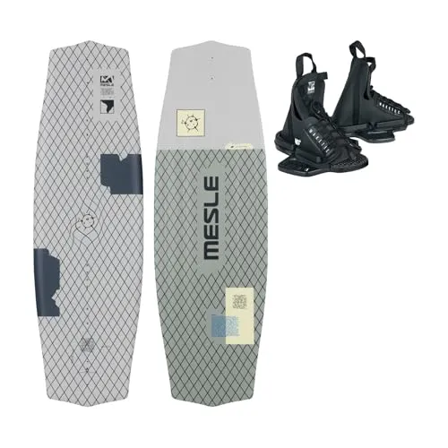 Mesle Wakeboard-Set Liberty 128 cm mit Onset Bindung - Junior Wakeboard für Anfänger & Fortgeschrittene (20-50 kg), 128 cm lang, fehlerverzeihender Continuous Rocker und stabile Konstruktion für mehr Kontrolle und Spaß auf dem Wasser.