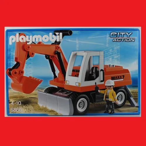 Playmobil 6860 CityAction Schaufelbagger mit Räumschild - Baukasten für kreative Bauprojekte, ideal für Kinder ab 4 Jahren, fördert die Fantasie und Motorik.