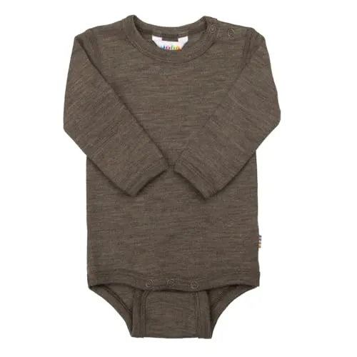 Joha Baby Jungen Langarmbody Merino-Wolle/Seide, Größe: 56/62, Farbe: Braun - Hochwertiger Langarmbody aus Merinowolle und Seide, ideal für den Alltag. Mit Druckknöpfen im Schritt für einfaches Wickeln und Anziehen. Unisex-Design, perfekt als Geschenk zur Geburt.
