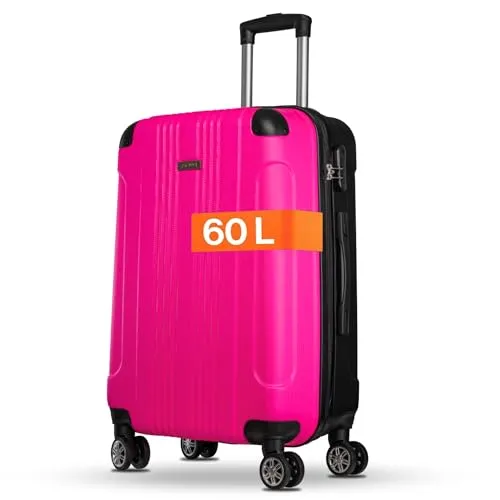 NOWI Hartschalenkoffer Mittelgroß – 62,7L – Leichter Trolley mit 8 drehbaren Rollen und Zahlenschloss (pink, L)