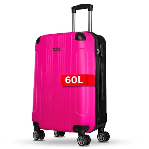 NOWI Hartschalenkoffer Mittelgroß – 62,7L – Leichter Trolley mit 8 drehbaren Rollen und Zahlenschloss (pink, L)