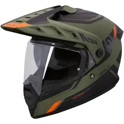 Merlin Torres Adventure Block Enduro Helm, grün, Größe M - Robuster Enduro Helm mit mehrlagiger Fiberglas-Schale und UV-beständigem Visier. Ideal für Abenteuerfahrer, die Wert auf Sicherheit und Komfort legen.