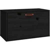 vidaXL Wandschrank Schwarz 60x30x35 cm aus massivem Kiefernholz