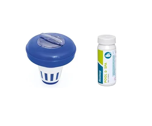 Bestway Flowclear™ Dosierschwimmer Starter-Set 16,5 cm Ø - Dosierschwimmer für Poolpflege, sorgt für kristallklares Wasser durch präzise Dosierung von Chlor oder Brom (Tabletten nicht enthalten).