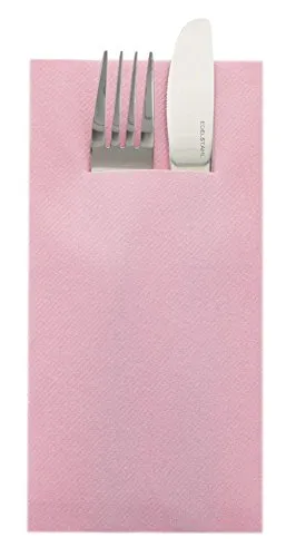 Sovie HOME Besteckserviette in ROSA aus Linclass Airlaid, 40 x 40cm, 1/8 Falz, 12 Stück, elegante Airlaid-Servietten mit Bestecktasche für festliche Tischdeko
