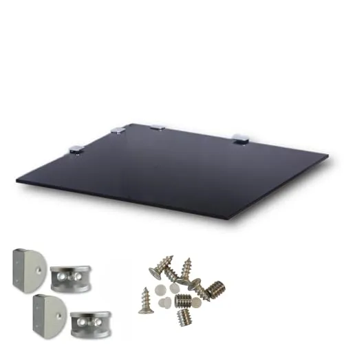 Euro Tische Glas Eckregal 35 x 35 cm - Stilvolles Wandregal für Ihr Badezimmer - Badezimmerablagen & -regale, aus 6mm ESG Sicherheitsglas, stabil und belastbar bis 20 kg, ideal für Badutensilien, einfache Montage und in verschiedenen Größen erhältlich.