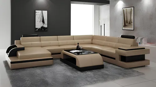 Xlmoebel Ecksofa Ecksofa mit LED-Beleuchtung und USB-Anschlüssen in modernem Design, Hergestellt in Europa