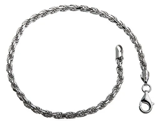 3mm Kordelkette Armband - 925 Sterling Silber, 16-25cm - Elegantes Kordelkette Armband aus echtem 925 Silber, in verschiedenen Längen erhältlich. Mit hochglanzpolierter Oberfläche und stabilem Karabinerverschluss – ideal als Geschenk!