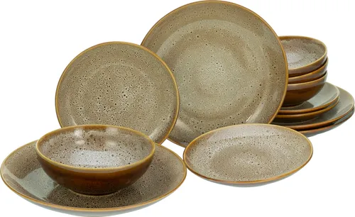 CreaTable 23674 Serie Marrón 12-teiliges Geschirrset in braun von CreaTable
