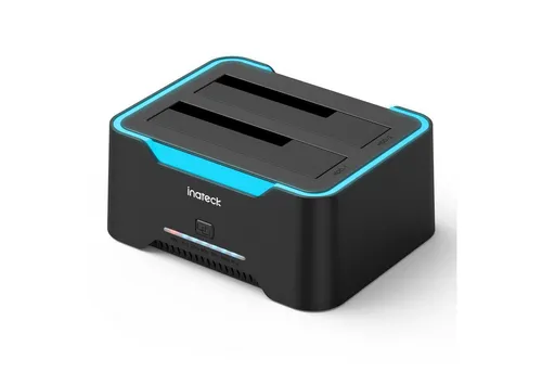 Inateck RGB SATA zu USB 3.0 Festplatten Docking Station mit Offline-Klonfunktion - Dockingstation für 2.5 und 3.5 Zoll SATA HDD und SSD, unterstützt Hochgeschwindigkeits-Übertragung bis zu 5 Gbit/s und ermöglicht bequemes Offline-Klonen ohne PC.