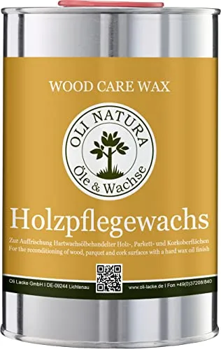 OLI-NATURA Holz-Pflegewachs (Zur Auffrischung und Pflege aller hartwachsöl-behandelten Holzoberflächen), 1 Liter, Farblos/natur
