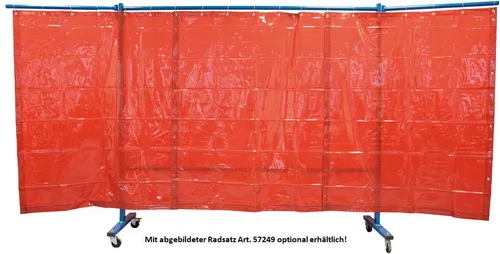 ELMAG Schweißerschutzwand 3-teilig mit Folienvorhang Rot (57252)