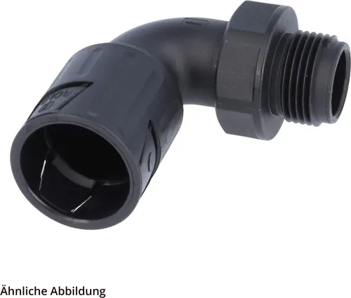 FLEXA RQLB1 90-M Schnellverschraubung 90 Grad Bogen Gewinde M16x1,5 für Schlauch-Außendurchmesser 13,0mm 15117013216