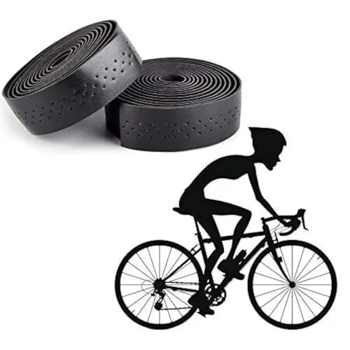 Xrten 2 Rollen Rennrad Lenkerband, Lenker Band PU Leder Fahrrad Lenkerband Endkappen Mountainbike Lenkerband(Schwarz)