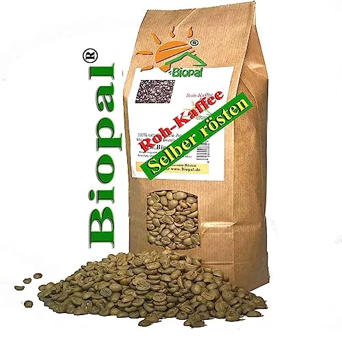 erstklassiger Brasilien Arabica Direct Trade grüne Kaffeebohnen (Rohkaffee) von Biopal, zertifiziert Rainforest Alliance (Regenwaldschutz). Ideal zum Selbströsten zu Hause und für Röstereien 1 kg