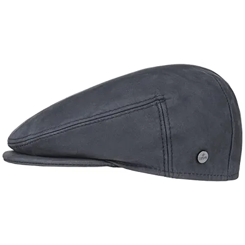 Lierys Flat Cap – Italienische Leder-Flatcap in Blau, 56 cm - Mützen aus 100% Leder, stilvolle Flatcap mit Schirm, Made in Italy – perfekt für modebewusste Herren.