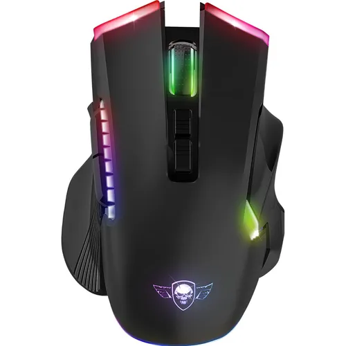 Spirit of Gamer Elite M70 - Kabellose Gaming Maus mit RGB - Mäuse mit ergonomischem Design, programmierbaren Tasten und 4800 DPI für ein komfortables Spielerlebnis und individuellen Stil durch RGB-Hintergrundbeleuchtung.