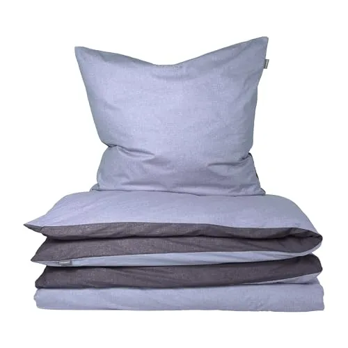 Schiesser Wendebettwäsche Doubleface aus Baumwolle - Bettwäsche-Set aus weichem Renforcé mit edlem Melangeeffekt, 2-teilig, in Blau, ideal für stilvolle Schlafzimmergestaltung, OEKO-TEX® zertifiziert.