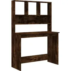 vidaXL Schreibtisch mit Regal in Räuchereiche 102x45x148 cm - Kinderschreibtisch mit Regal aus hochwertigem Holzwerkstoff, bietet viel Stauraum und ist ideal für kleine Räume. Perfekt für Home Office oder Kinderzimmer!