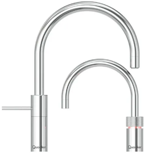 QUOOKER Küchenarmatur Nordic Round Twintaps mit COMBI Reservoir & CUBE verchromt glänzend *inkl. 7 JAHRE GARANTIE*