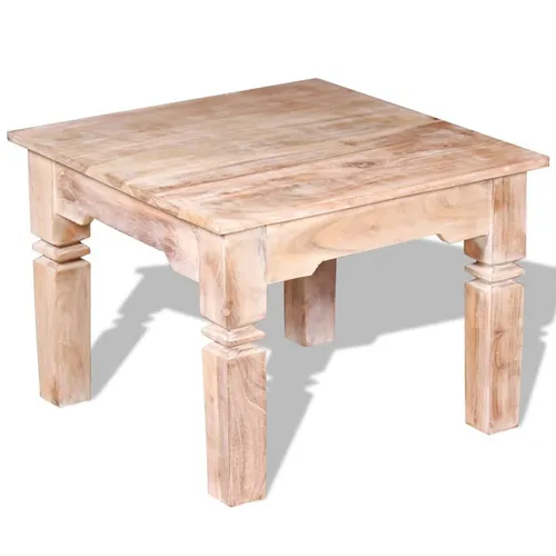 vidaXL Couchtisch Akazienholz 60x60x45 cm - Robuster Couchtisch aus massivem Akazienholz mit einzigartiger, weiß gebürsteter Oberfläche. Ideal als Kaffeetisch oder Ablagetisch, jeder Tisch ist durch die Holzmaserung ein Unikat. Perfekt für jedes Wohnzimmer!