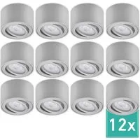 Oktaplex 12er Set Spot Strahler Lile S Schwenkbar inkl. LED-Module Neutralweiß 4000K 230V Aluminium Gebürstet