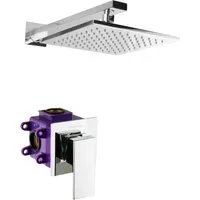 PaulGurkes Duscharmatur PGSETMD1 - Eckige Mischbatterie Unterputz aus massivem Messing mit hochwertiger Verchromung und langlebiger Keramikkartusche. Ideal für moderne Badezimmer, mit ECO-Durchflussbegrenzer für umweltfreundlichen Wasserverbrauch.