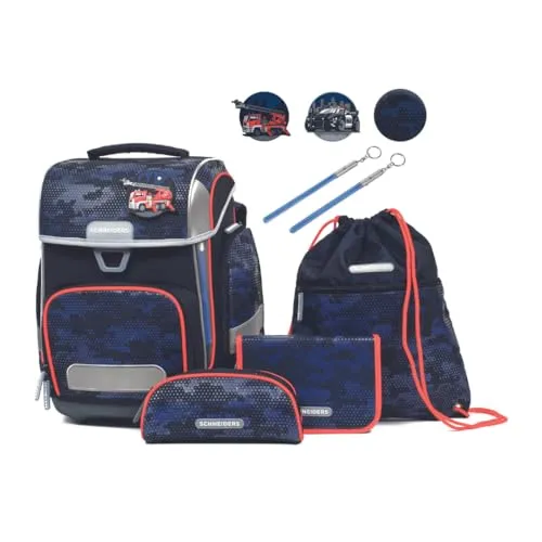 SCHNEIDERS Ergolite Schultasche Dusk Force 9teilig Navy - Schulranzen mit nur 1,8 kg Gewicht, ideal für ergonomischen Tragekomfort und Rückenschutz für Schulkinder.