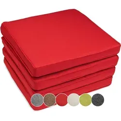 sunnypillow Stuhlkissen 4er Set BALI - Wasserdichtes und UV-lichtecht Stuhlkissen in Rot, ideal für Gartenmöbel oder Innenräume, Größe 50x50x5cm.