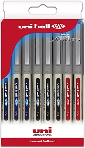 uni-ball Etui 8 Roller Flüssigtinte UB-157 Grundfarben