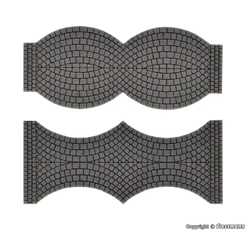 Vollmer 48244 H0 Straßenplatte Kopfstein flexibel, wetterfest, realistische Stei