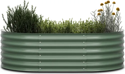 blumfeldt High Grow Extended Hochbeet - Ergonomisches Hochbeet aus Rostfreiem Galvalume-Stahl - Hochbeete-Kit mit halbrundem Design für stabile und platzsparende Gartenlösungen. Perfekt für Hobbygärtner, die bequem Blumen, Kräuter, Obst und Gemüse anbauen möchten.