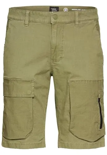 camel active Herren Cargo Shorts Dunkelgrün - Herren-Shorts aus elastischer Baumwolle mit 2-Way-Stretch, ideal für aktive Freizeit. Mit praktischen Taschen und stylischem Ripstop-Kontrast.