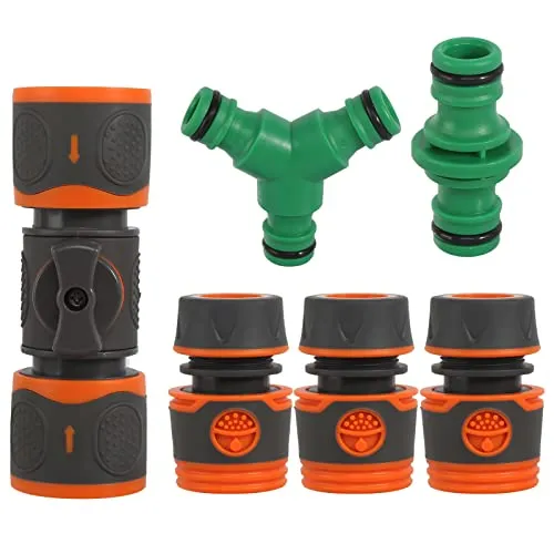 prota Regulierventil, 6 Stück Gartenschlauch Anschluss Set Doppelstecker Gartenschlauch Schlauchkupplung mit Regulierventil Schlauchkupplung zur Schlauchverlängerung