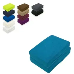 EXKLUSIV HEIMTEXTIL Frottee Spannbettlaken Doppelpack Rundumgummizug 90 - 100 x 200 cm Petrol