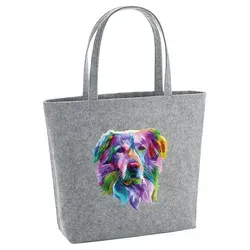 Huuraa Filzshopper Golden Retriever Colorful 22 Liter Grey Melange Filztasche Geschenkidee