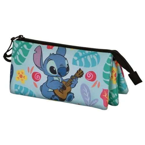 Disney Lilo und Stitch Guitar-Dreifach Federmäppchen, Grün, 23 x 11 cm