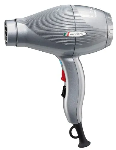 GAMMAPIU' Professioneller Haartrockner E-T.C. Licht, Ionengenerator, Haarföhn, Leicht, Leise, Leistungsstark, 3 Geschwindigkeiten, Gewicht 430 g, W 1800-2100 (ITALIA-Stecker, Silber)