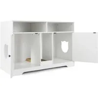 Costway Katzenschrank für 2 Katzen - Elegant und Praktisch - Der stilvolle Katzenschrank 108 x 50,5 x 73,5 cm bietet Ihrer Katze einen geschützten Rückzugsort. Ideal für zwei Katzen, reduziert er Gerüche und fügt sich nahtlos in Ihr Zuhause ein.