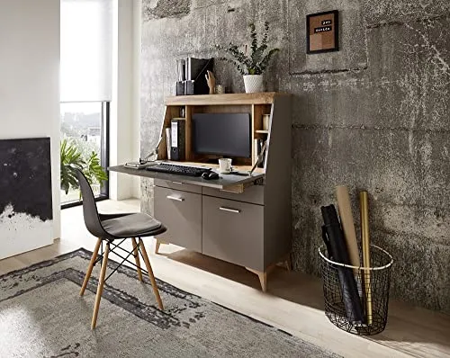 Sekretär SANTORIN in Basalt/Eiche Altholz von moebel-dich-auf