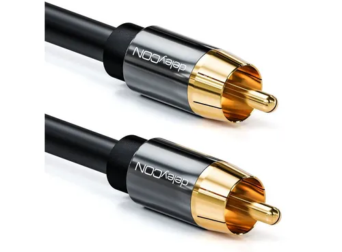 deleyCON deleyCON 2m Subwoofer Kabel Cinch RCA Kabel 2x Cinch Stecker HiFi Audio- & Video-Kabel
