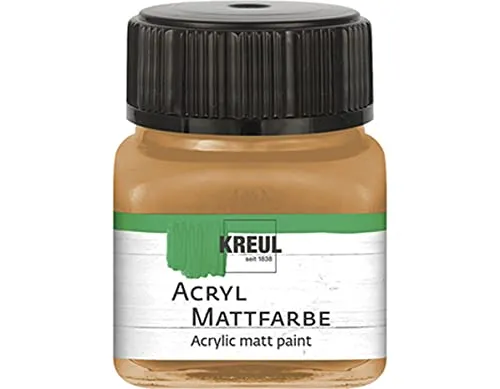 KREUL 75207 - Acryl Mattfarbe, ocker im 20 ml Glas, cremig deckende, schnelltrocknende Farbe auf Wasserbasis, für viele verschiedene Untergründe geeignet