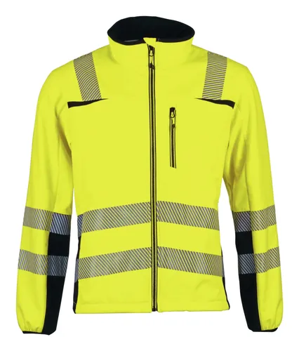 Warnschutz-Softshelljacke Prevent Trendline Gr.XL - Gelb/Schwarz - Warnschutzjacke mit EN ISO 20471 Kl. 2, segmentierten Reflexstreifen und 8000 mm Wassersäule für optimalen Schutz und Atmungsaktivität.