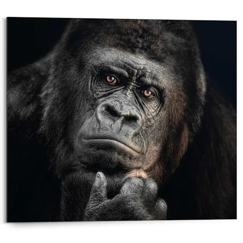 REINDERS Wandbild, Gorilla, Wohnzimmer, Bilder, Wanddeko, Room Decor, MDF, Schwarz, 40x50cm