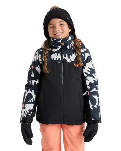 ROXY Galaxy 10K Snowboardjacke für Mädchen, Gr. 16, schwarz big flower - Funktionelle Funktionsjacke mit 10K Wasserbeständigkeit und ROXY WarmFlight Isolierung für maximalen Komfort und Wärme an kalten Wintertagen.