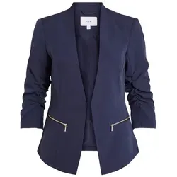 Vila Damen Vijoy Noos 3/4 Blazer, Navy - Eleganter 3/4-Blazer mit Reißverschlüssen und elastischen Ärmelbündchen, aus 95% recyceltem Polyester, ideal für stilvolle Outfits.